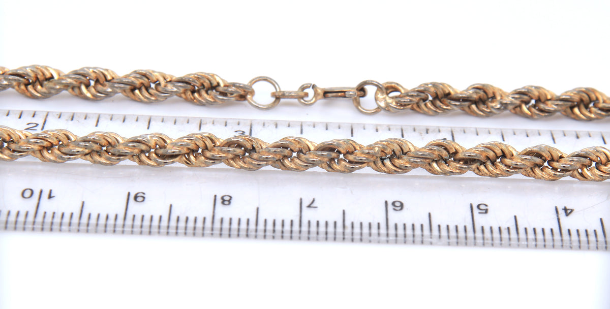 Italian vintage 925 sterling silver rope chain necklace