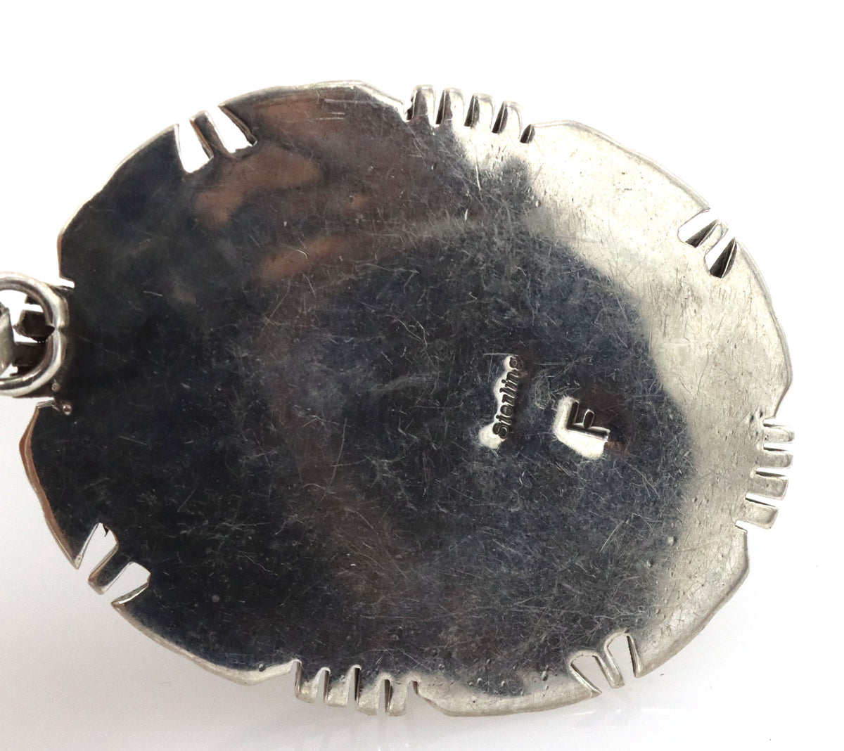 925 Stereling Silver Southwestern Style Large Oval Lapis Lazuli  With A twisted Wire  And Notched Si