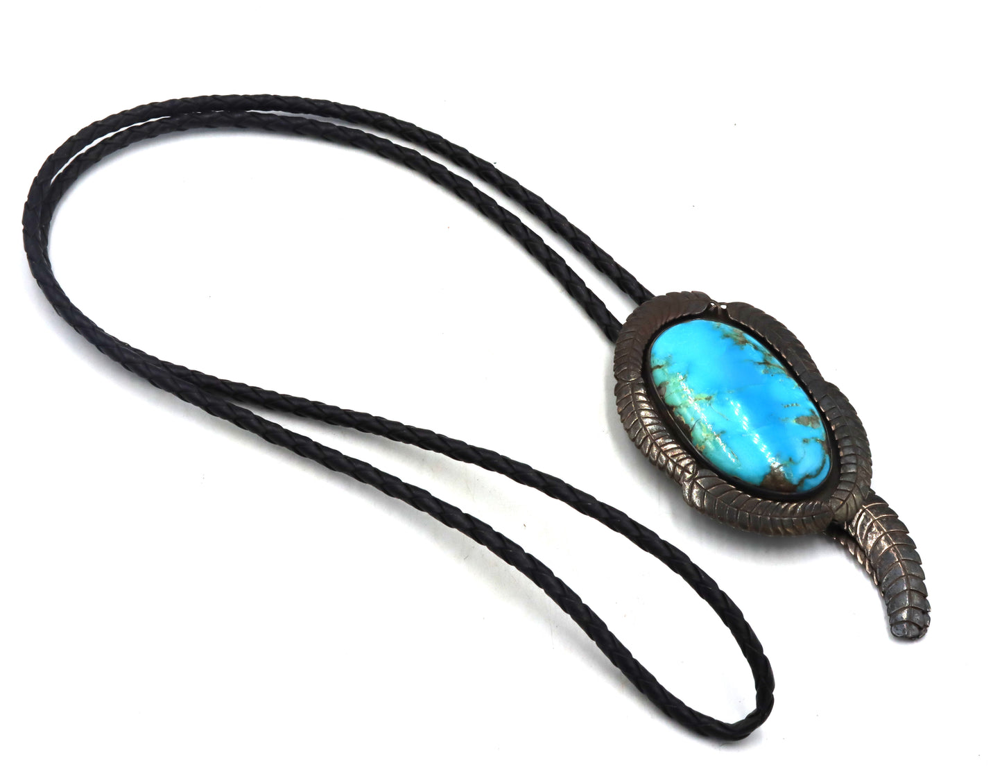 Vintage 925 sterling silver Bennett Pat. Pend signed turquoise Bolo tie