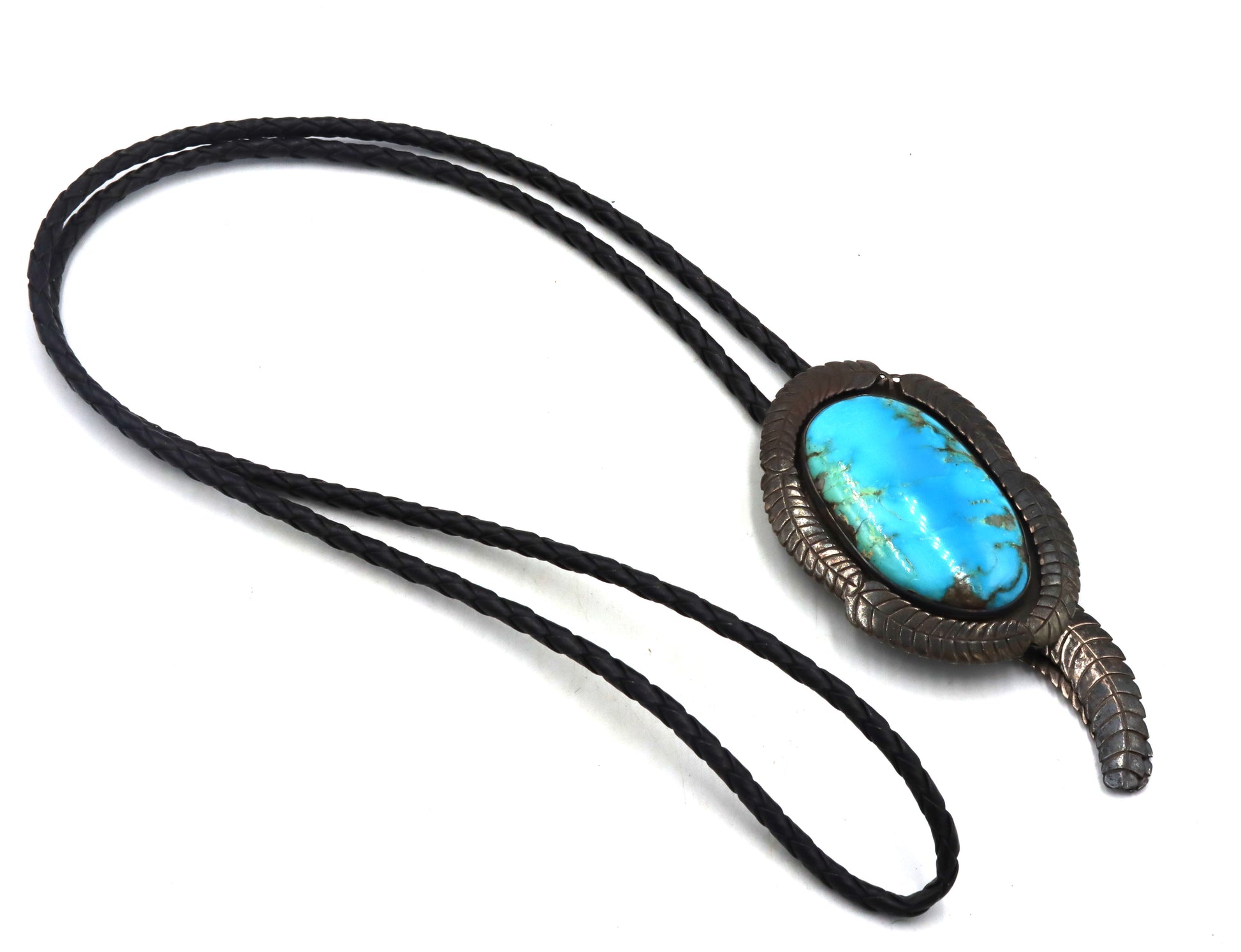 Vintage 925 sterling silver Bennett Pat. Pend signed turquoise Bolo tie