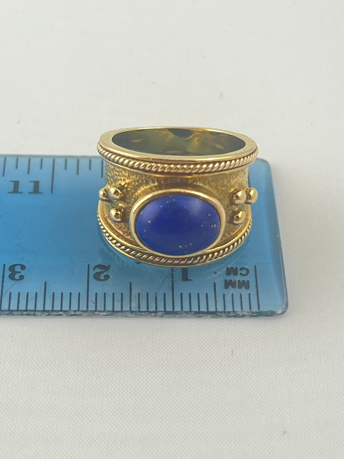 14KT Yellow Gold Etruscan Style Lapis Ring