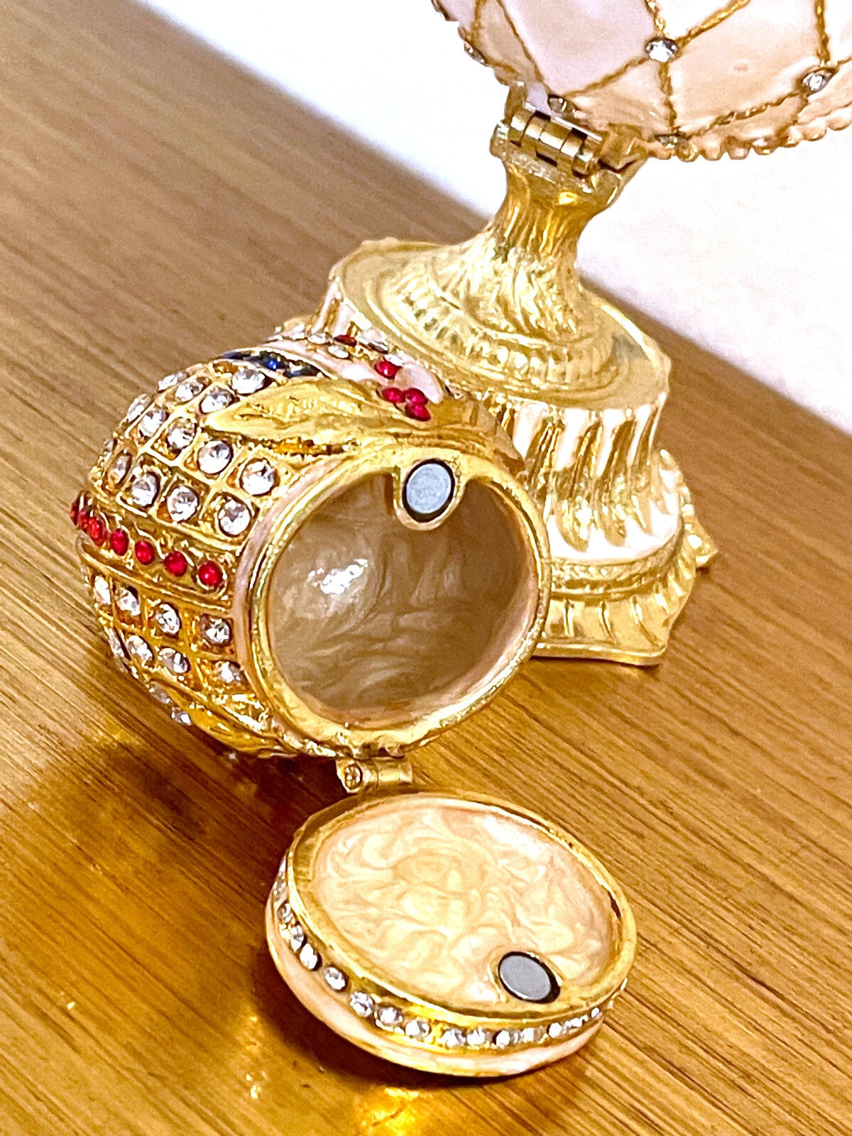 Beige Fabergé-Style Imperial Trinket Egg