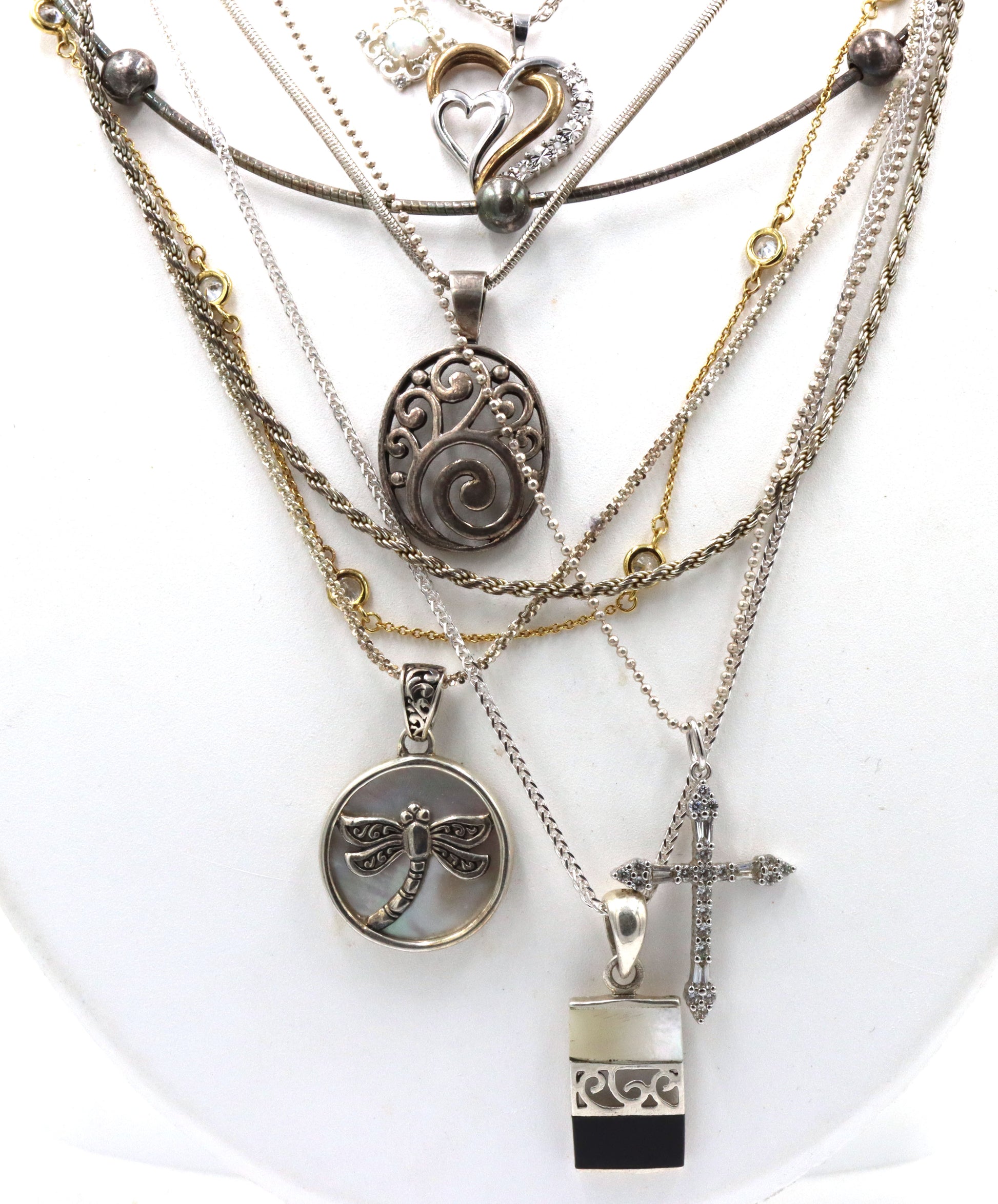 Group lot of 9 vintage 925 sterling silver necklaces