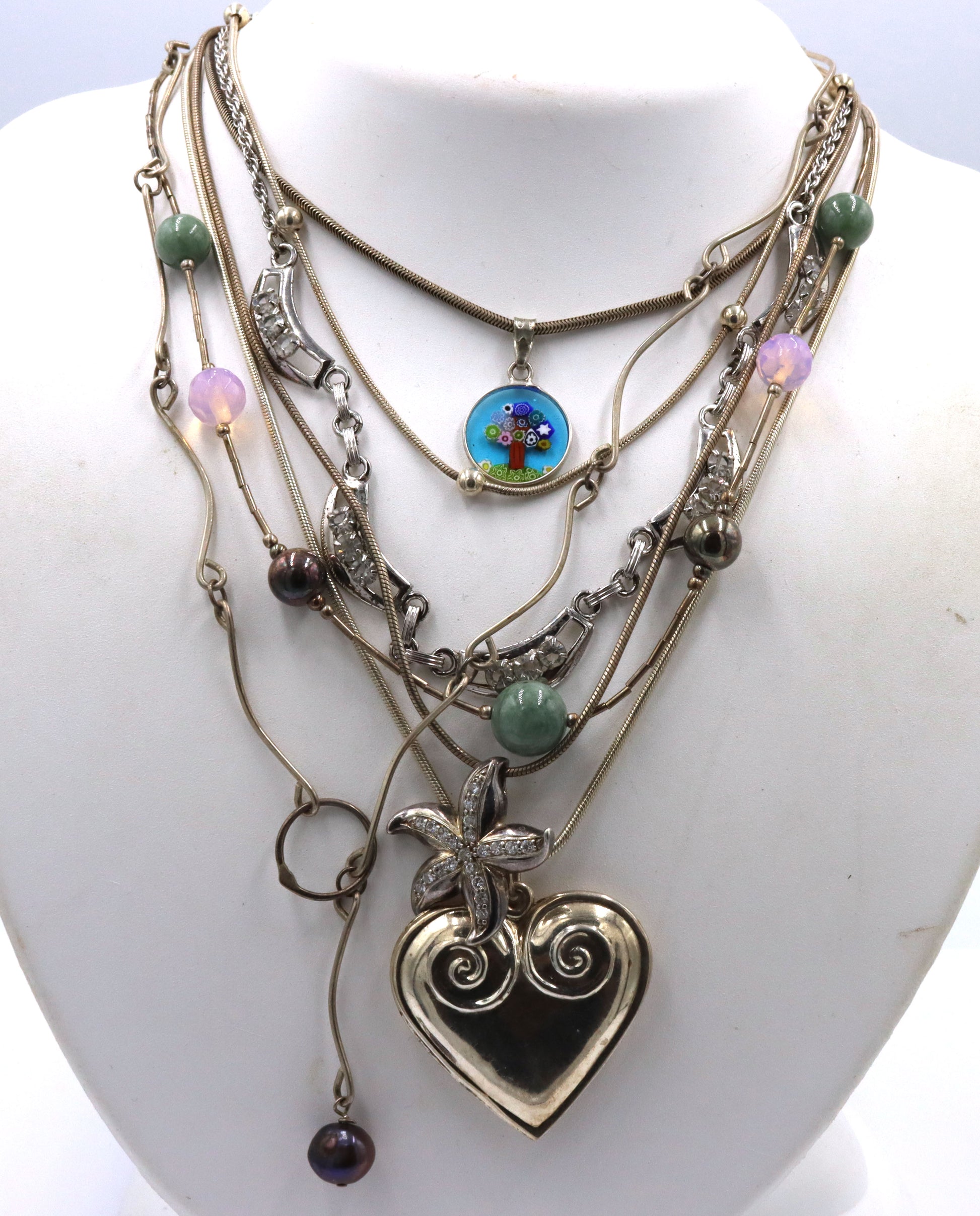 Group lot of 7 Vintage 925 sterling silver necklaces