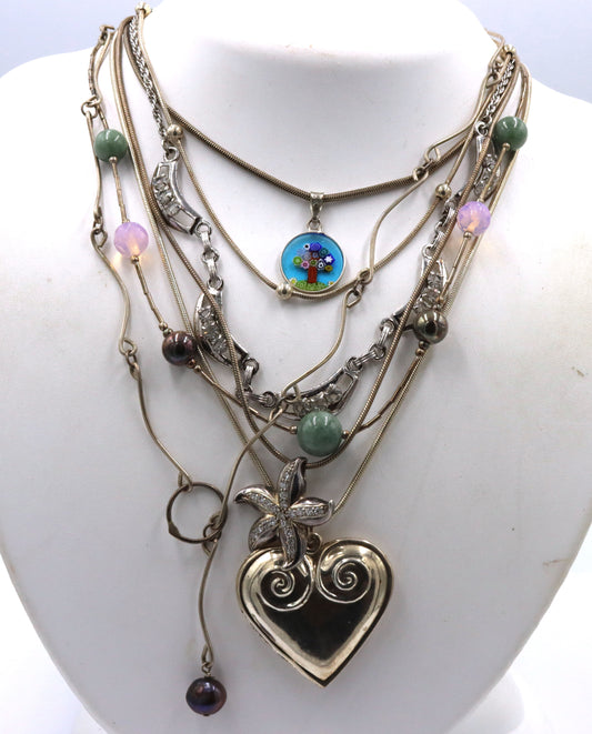 Group lot of 7 Vintage 925 sterling silver necklaces