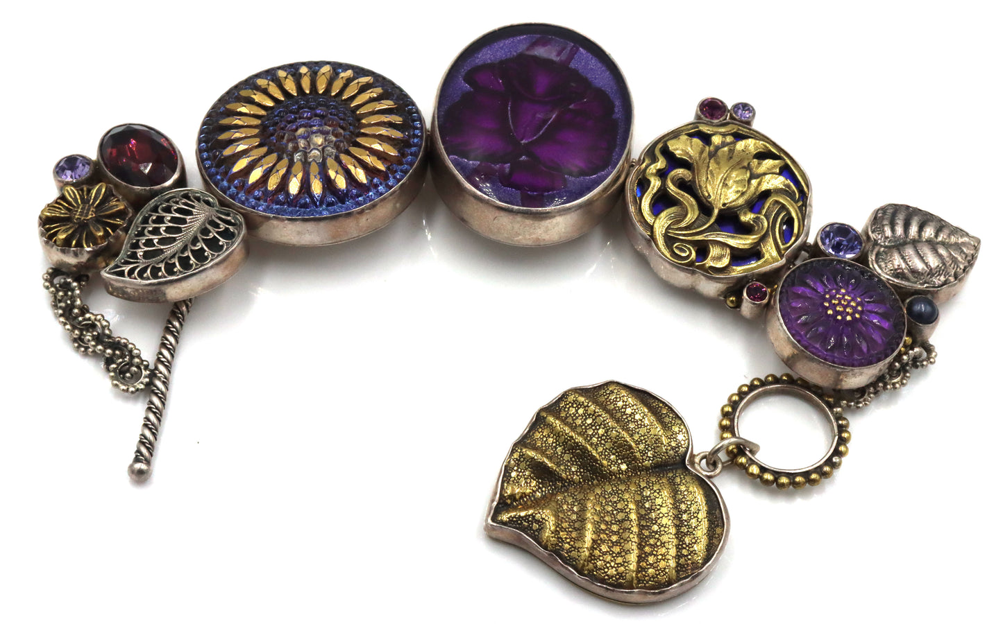 Vintage Mars and Valentine purple charm bracelet
