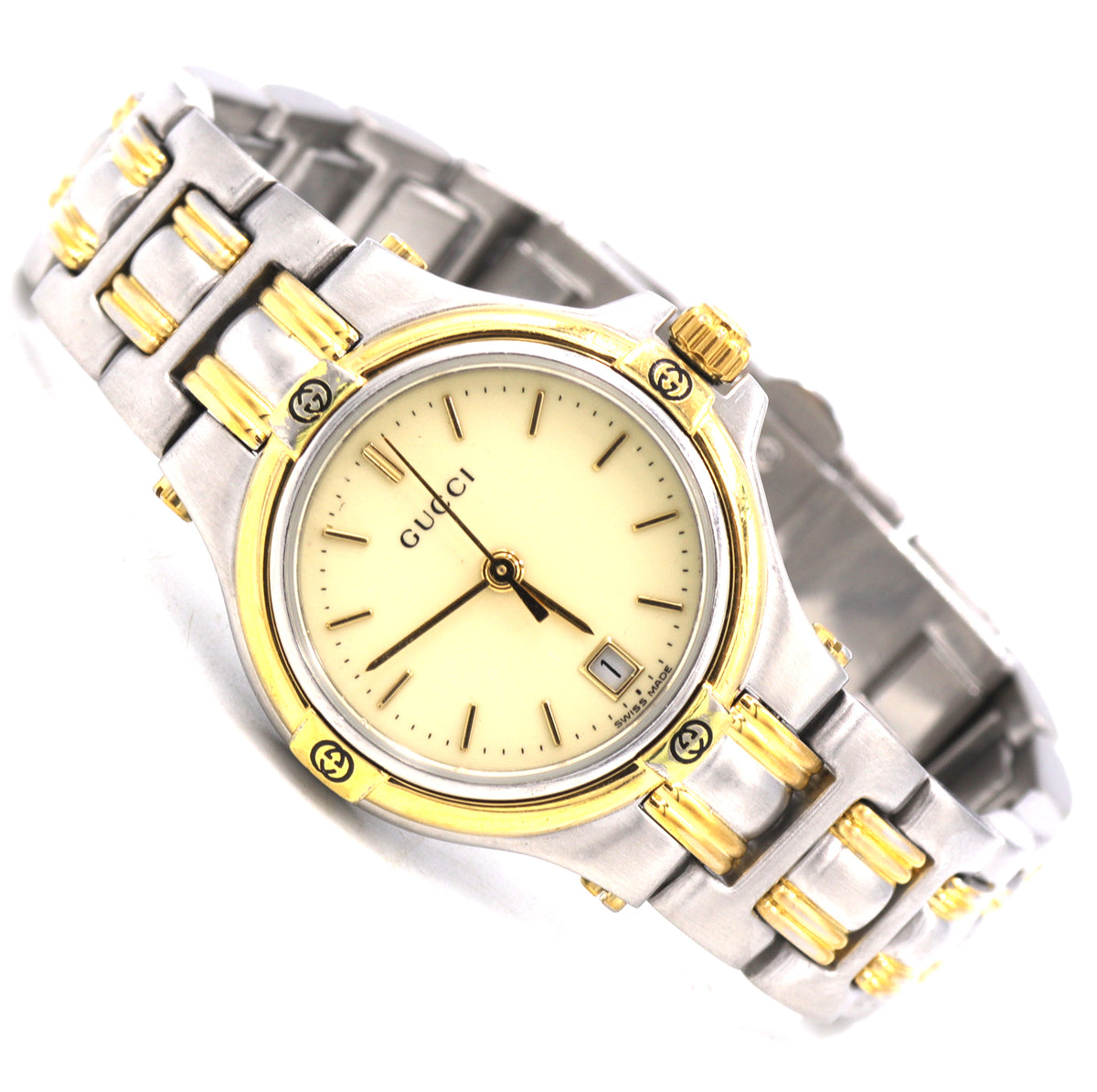 Gucci two tone cream dial quartz watch