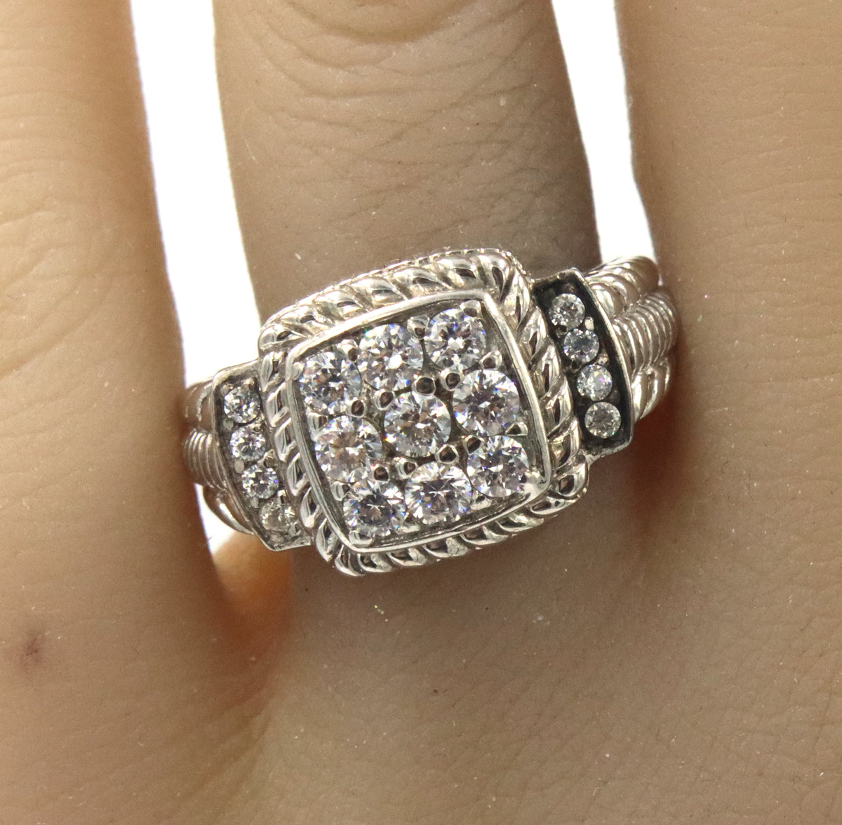 925 Sterling silver Judith Ripka CZ cocktail ring