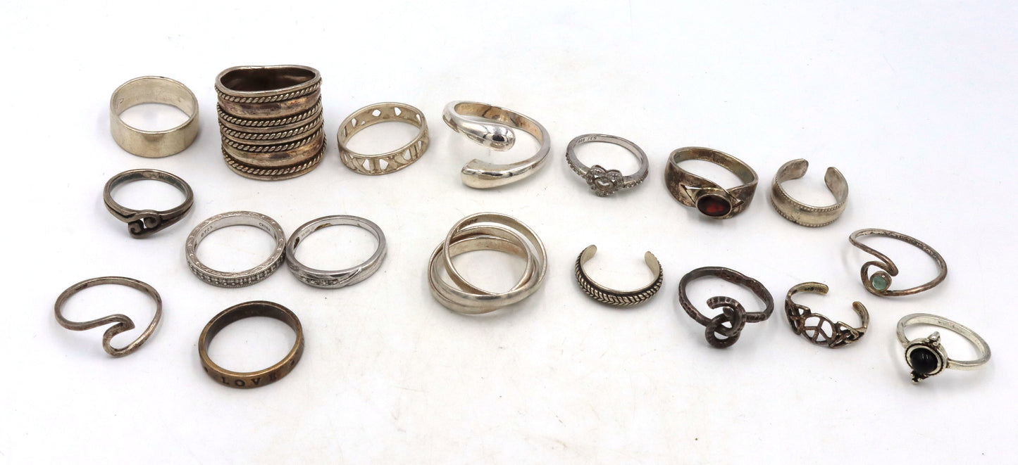 Group lot of Vintage 925 sterling silver rings