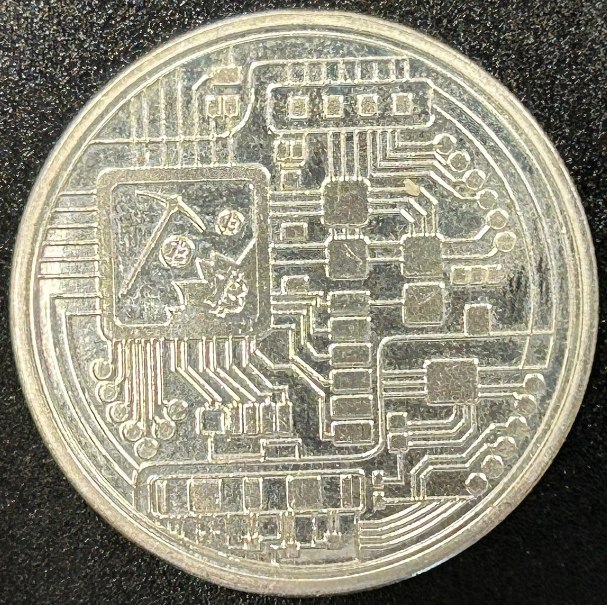Bitcoin Silver Round with Circuit Board Design