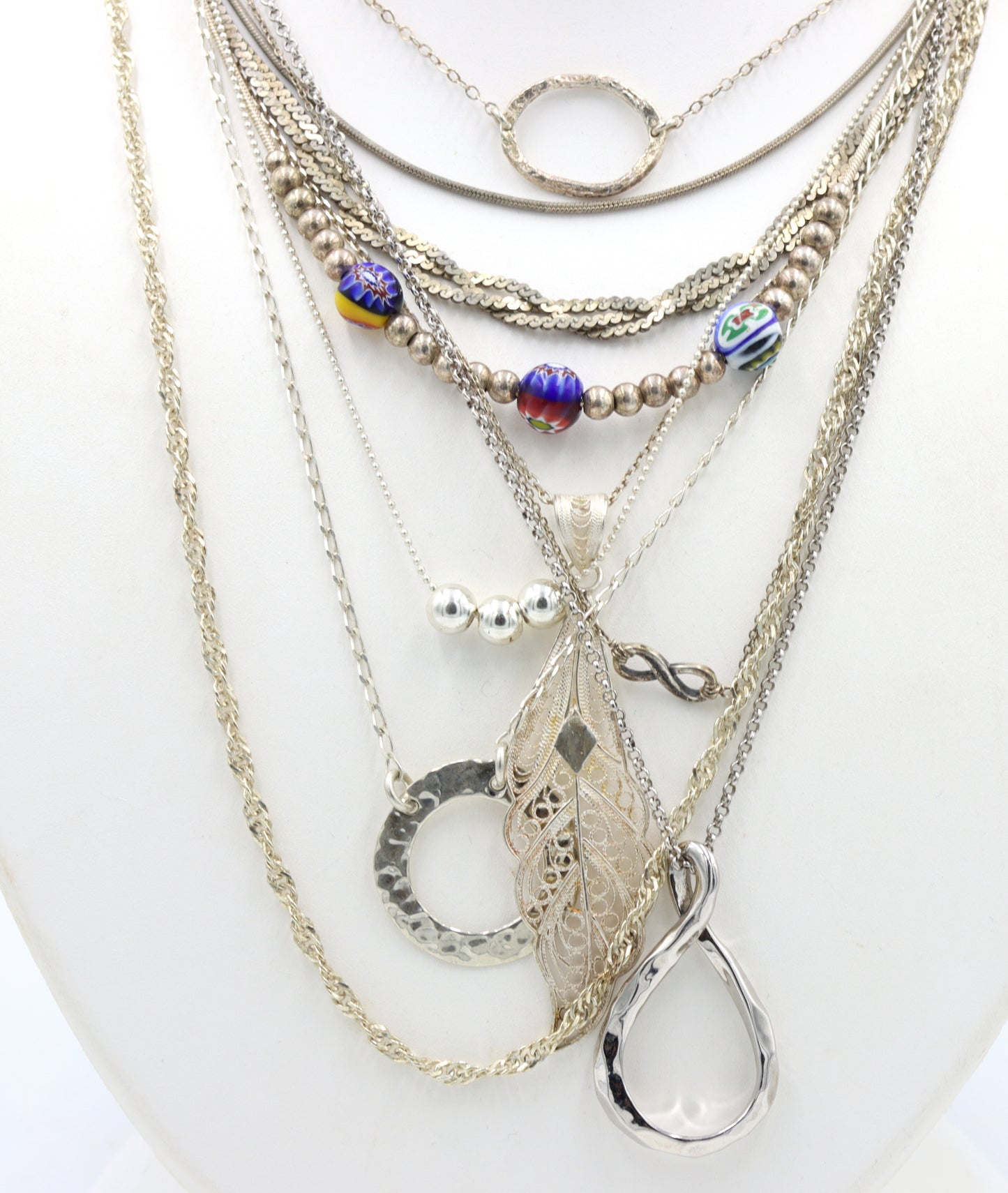 Group lot of Vintage 925 sterling silver 10 necklaces