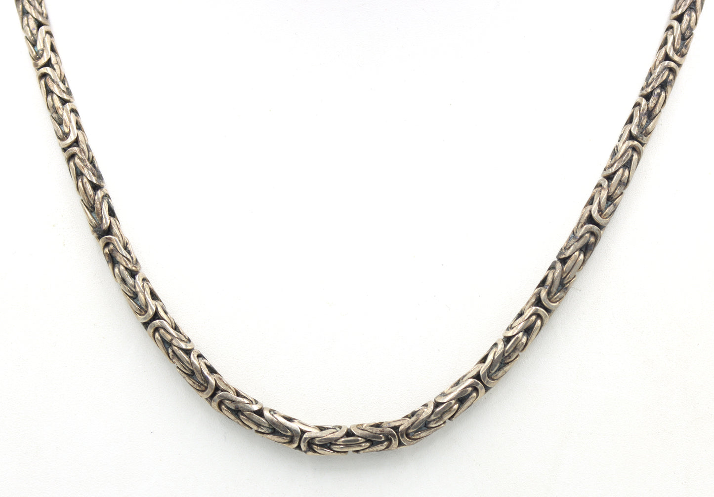 Vintage 925 sterling silver byzantine chain necklace