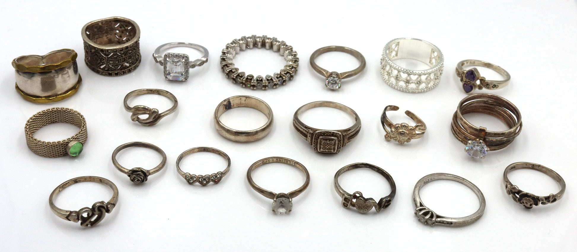 Group lot of vintage 925 sterling silver rings