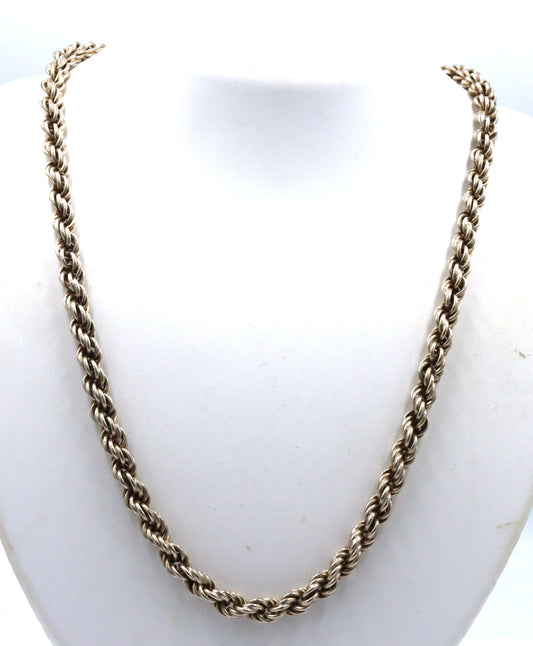 Heavy Vintage 925 sterling silver rope chain necklace