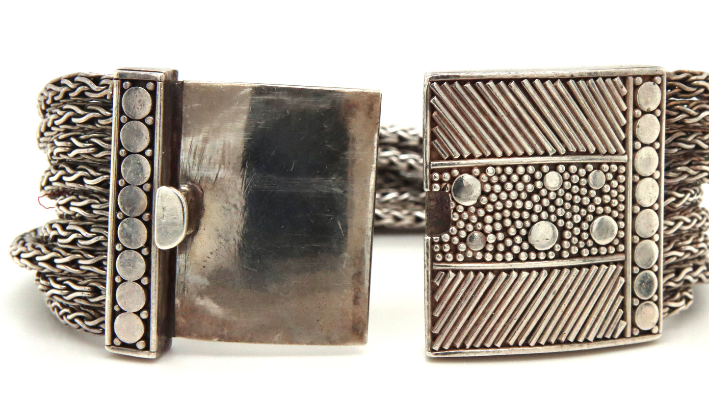 925 Sterling silver multi row wheat bracelet