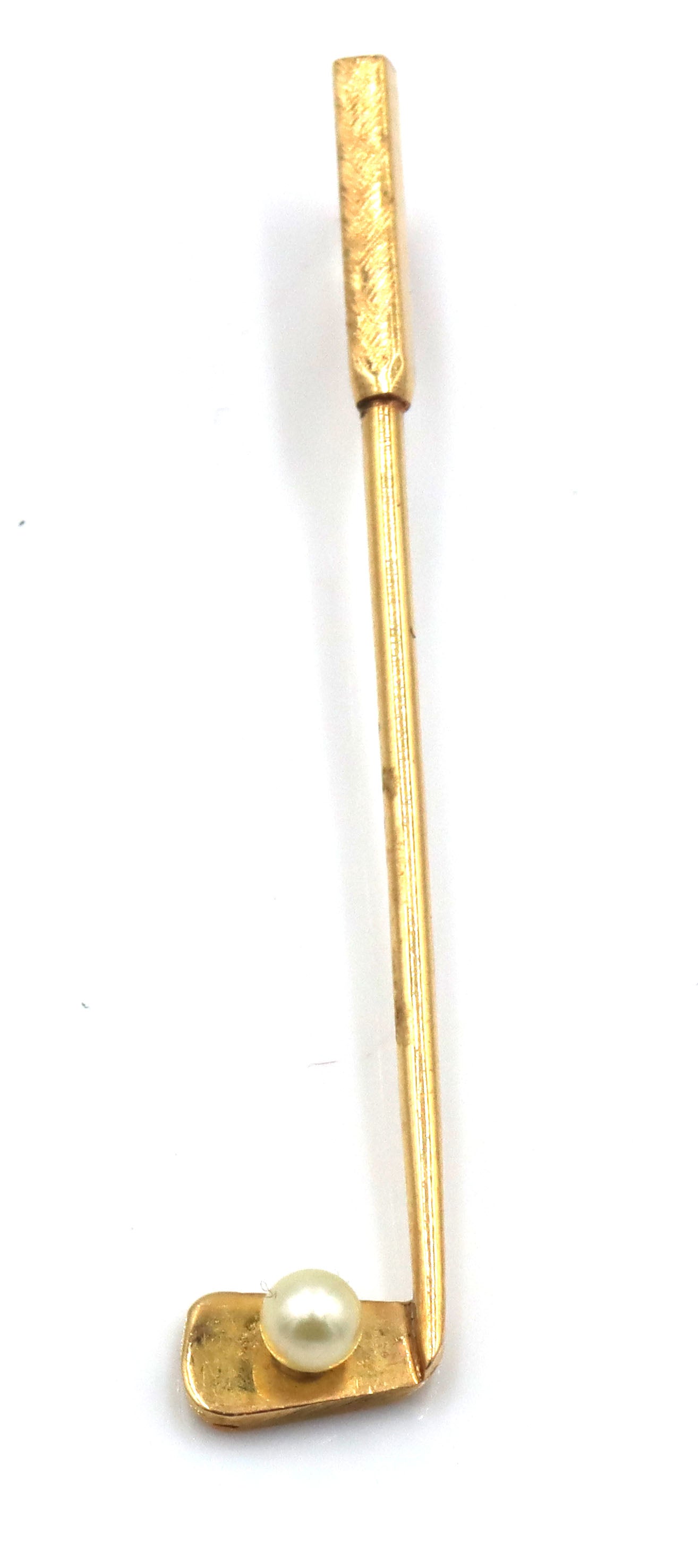 14kt Yellow gold Golf club charm pendant with pearl