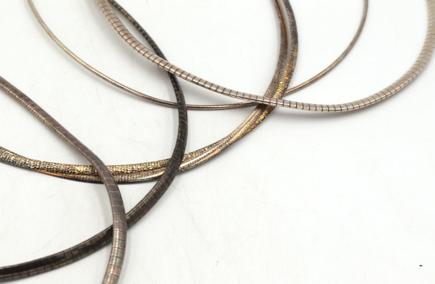 Group lot of 5 Vintage 925 sterling silver omega necklaces