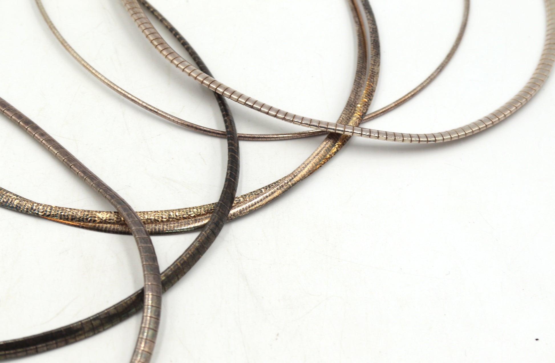 Group lot of 5 Vintage 925 sterling silver omega necklaces