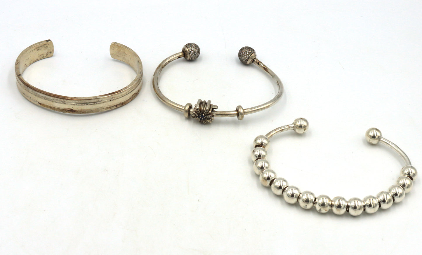 Group lot of Vintage 925 sterling silver cuff bangles