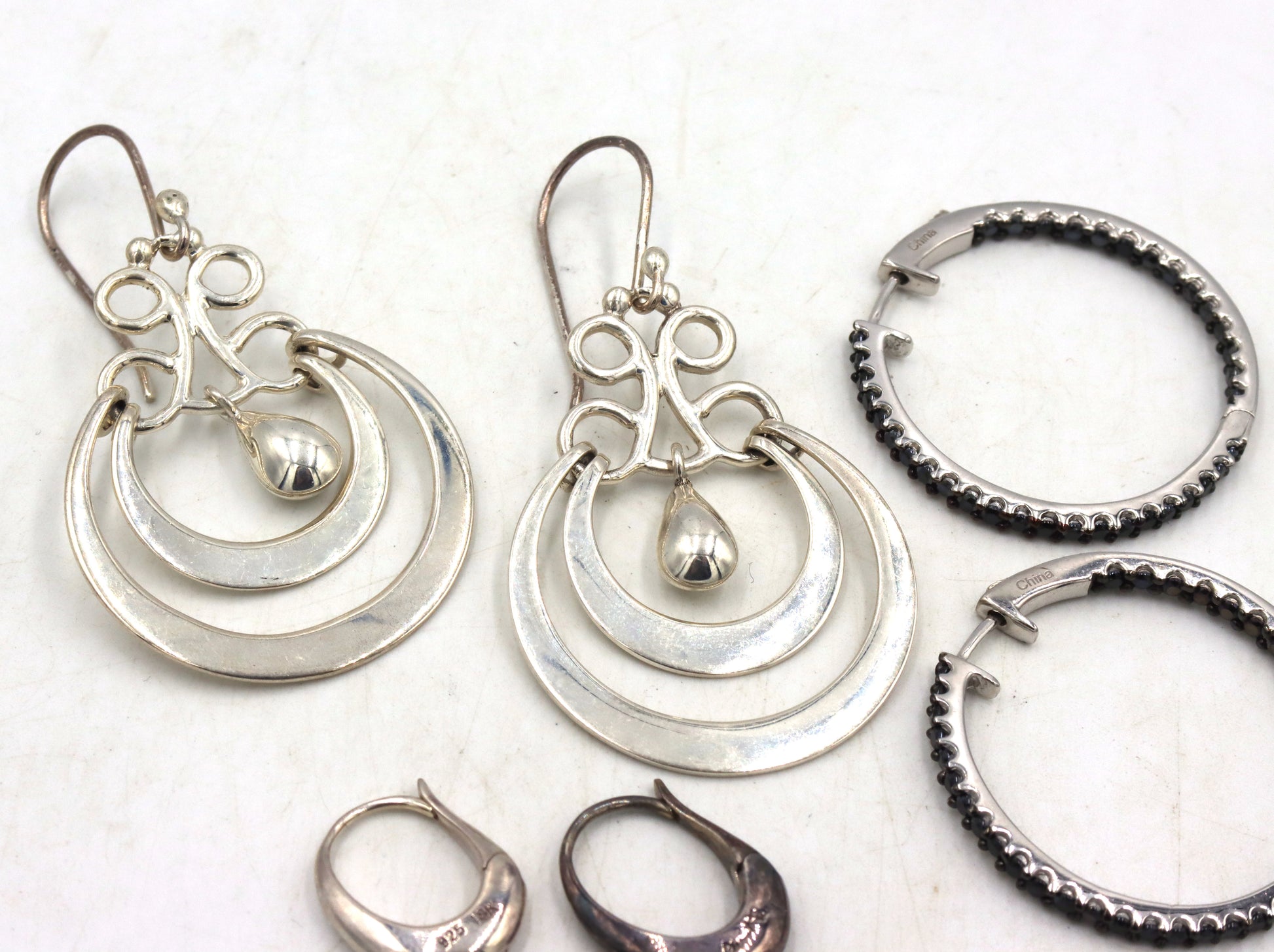 3 Pairs of 925 sterling silver earrings