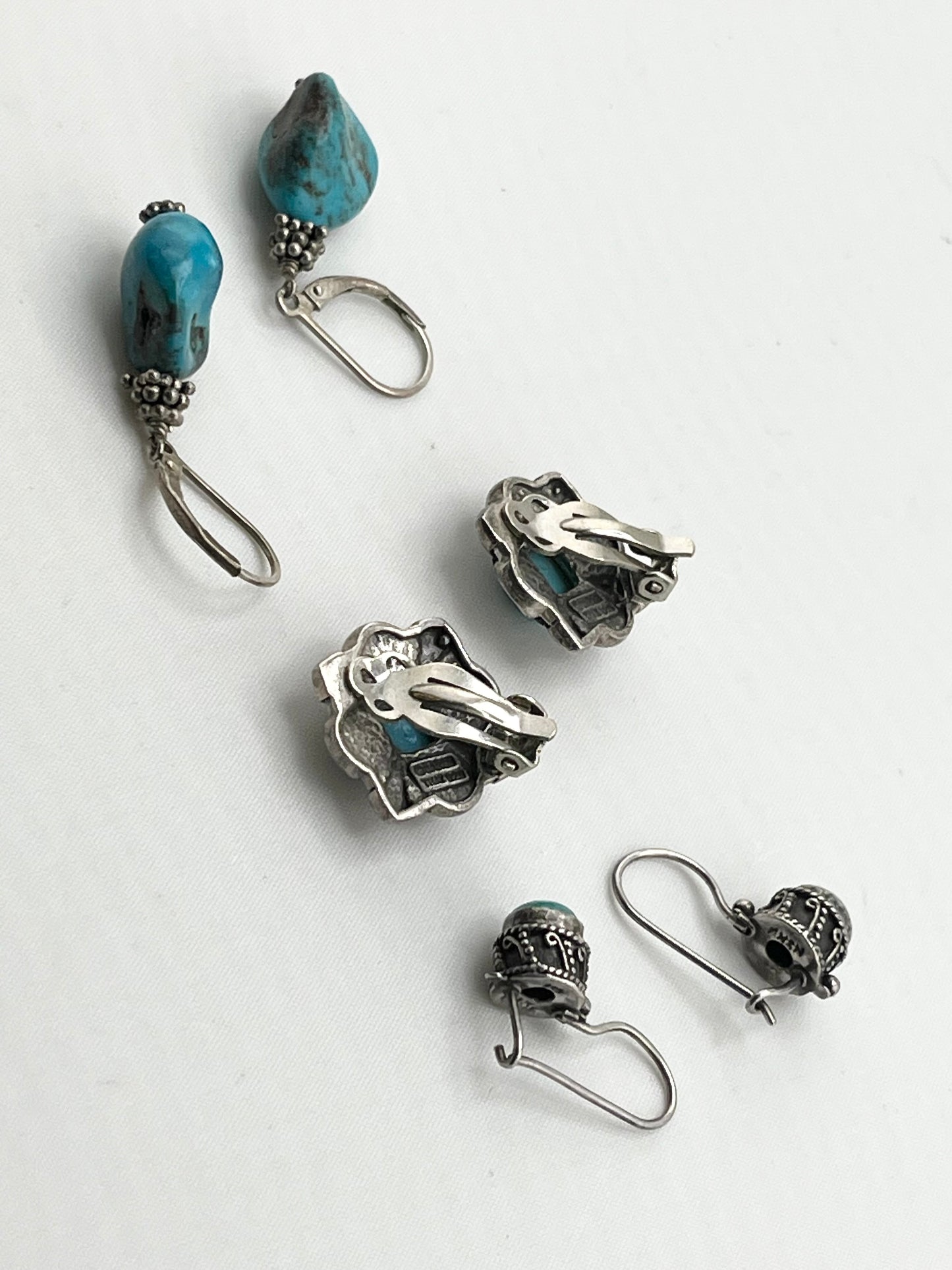 Vintage 925 Sterling Silver Turquoise Earrings Lot