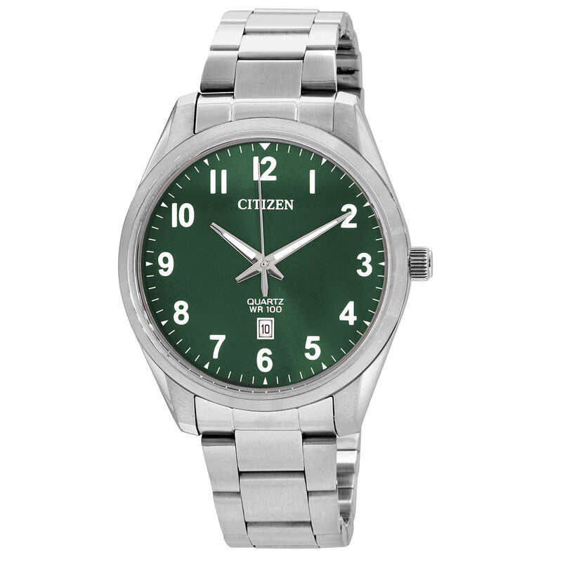 Citizen Quartz Green Dial Stainless Steel Men’s Watch Classic Precision with a Bold Edge