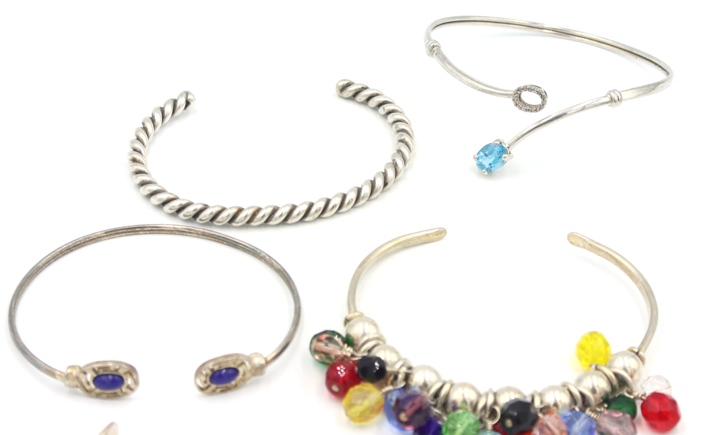 Group lot of 5 Vintage 925 sterling silver cuff bangles