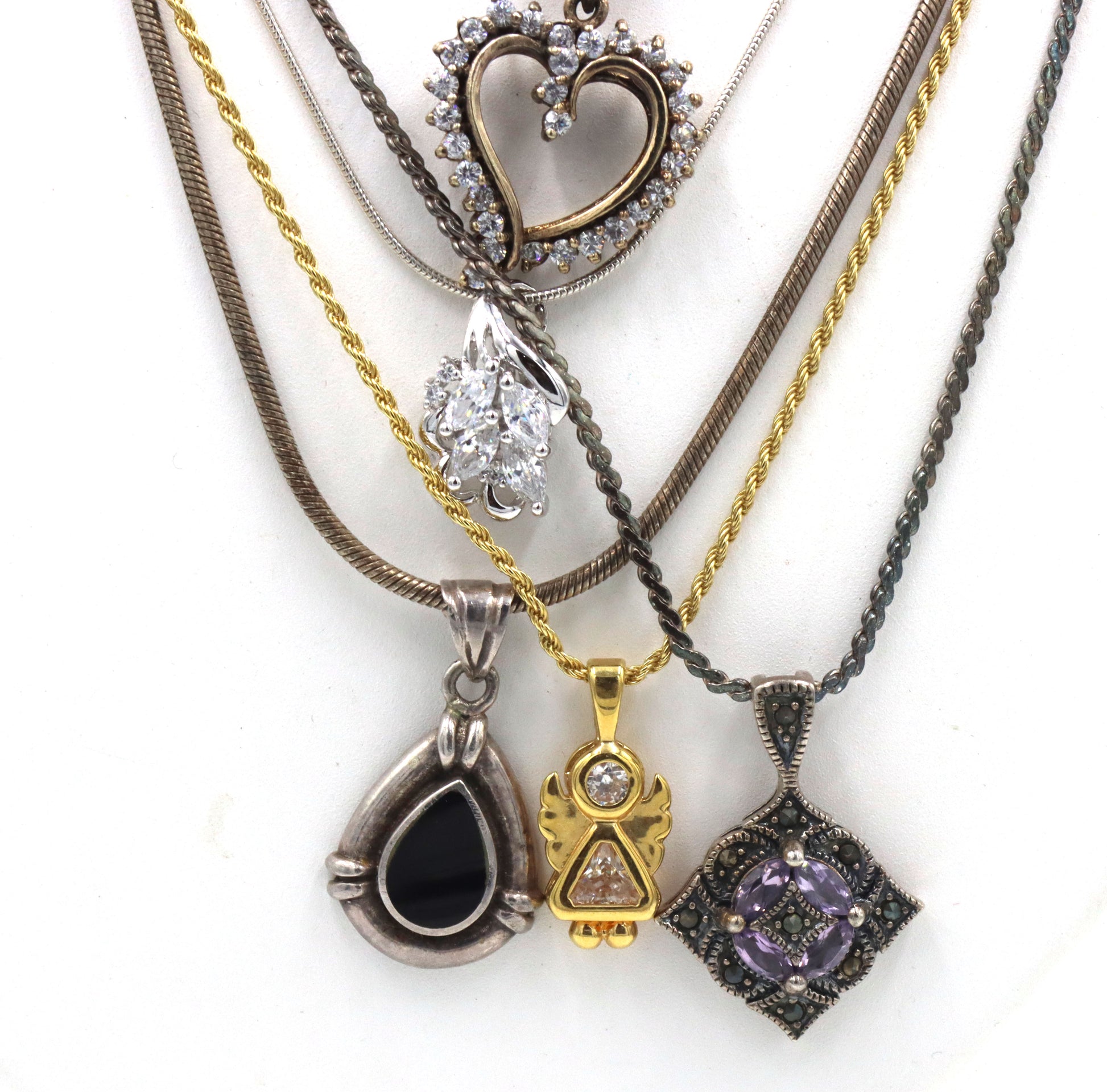 Group lot of 6 Vintage 925 sterling silver necklaces