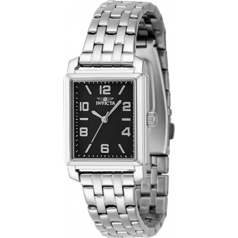 Invicta Vintage Womens Quartz Black Dial Stainless Steel Bracelet Watch