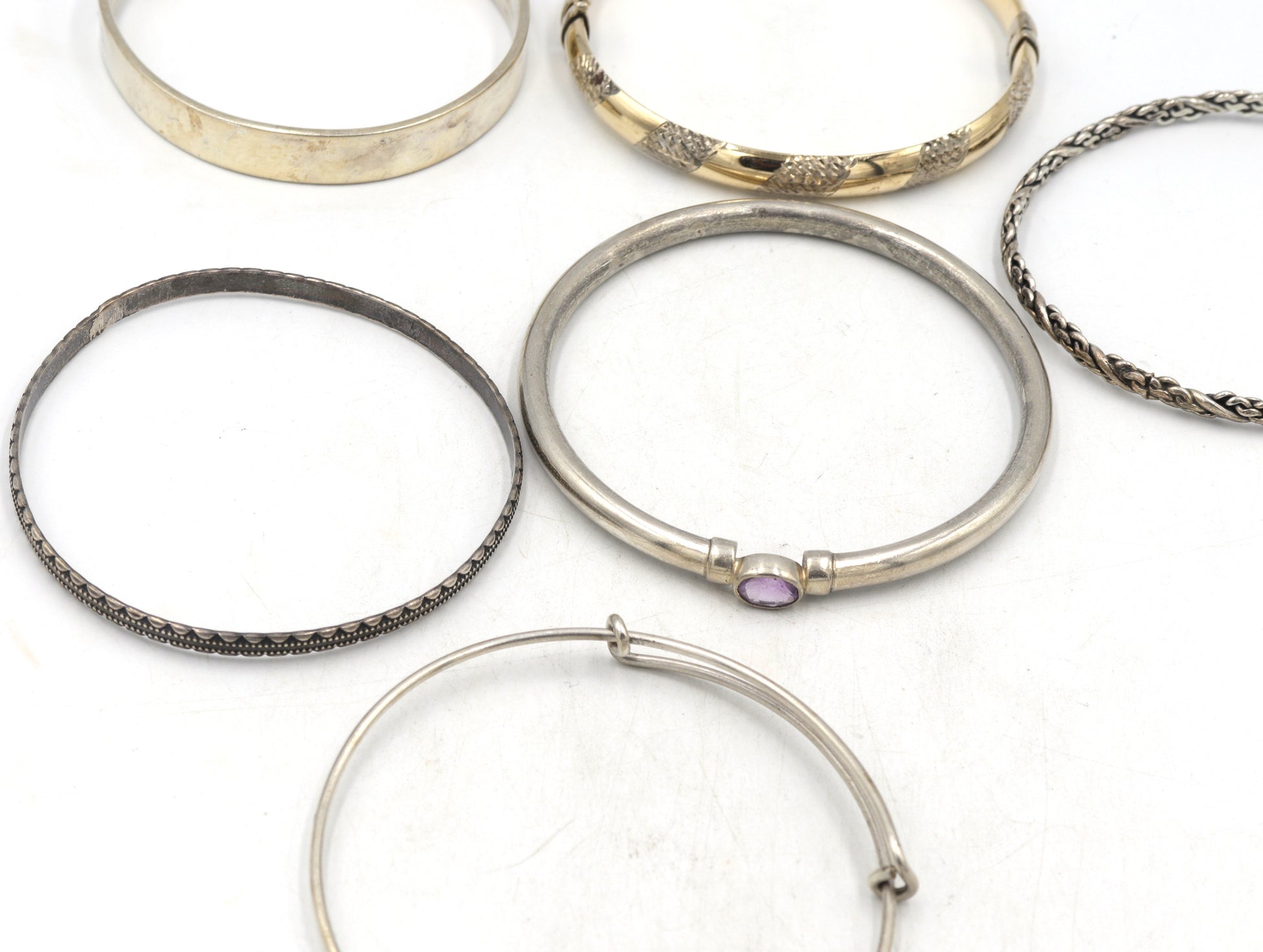 Group lot of Vintage 925 sterling silver bangles