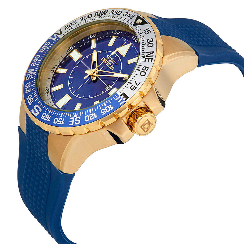 Invicta Aviator Mens Blue Dial Blue Silicone Strap Quartz Watch