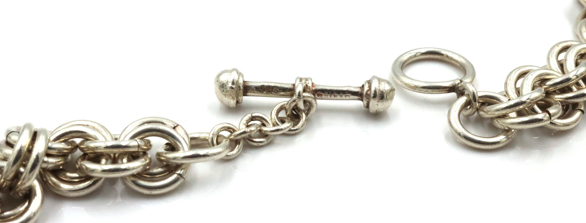 Vintage 925 sterling silver double circle link necklace