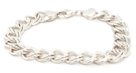 Italian 925 sterling silver double link charm bracelet
