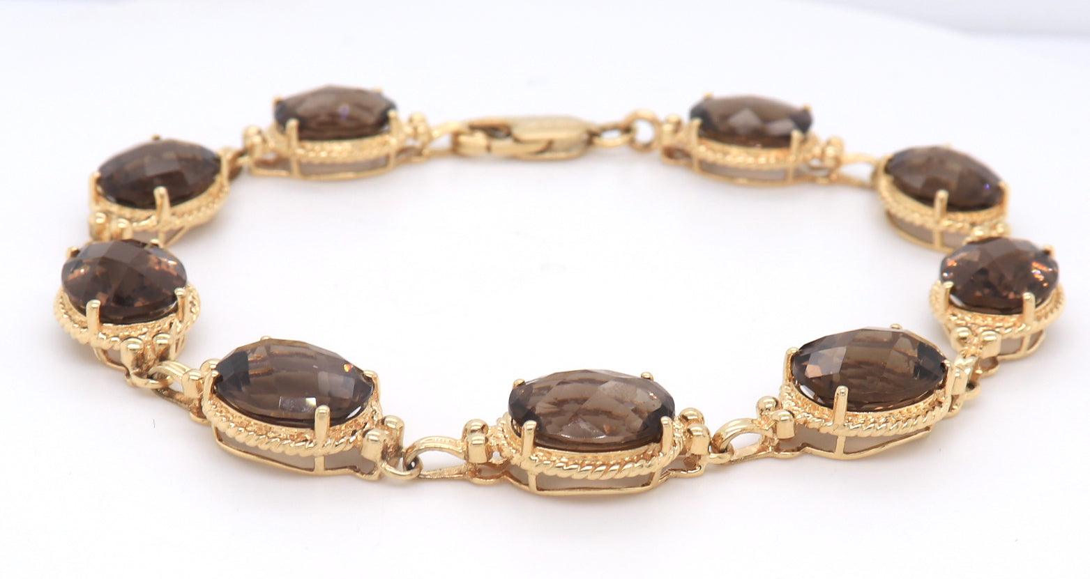 Wonderful Smokey Quartz Yellow Gold Bracelet