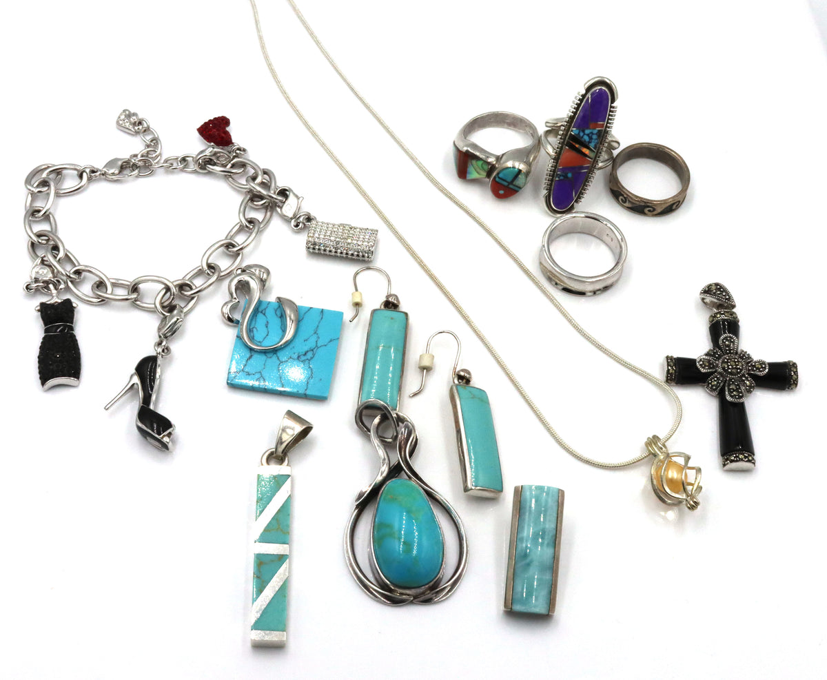 Group lot of vintage 925 sterling silver mixed jewelry