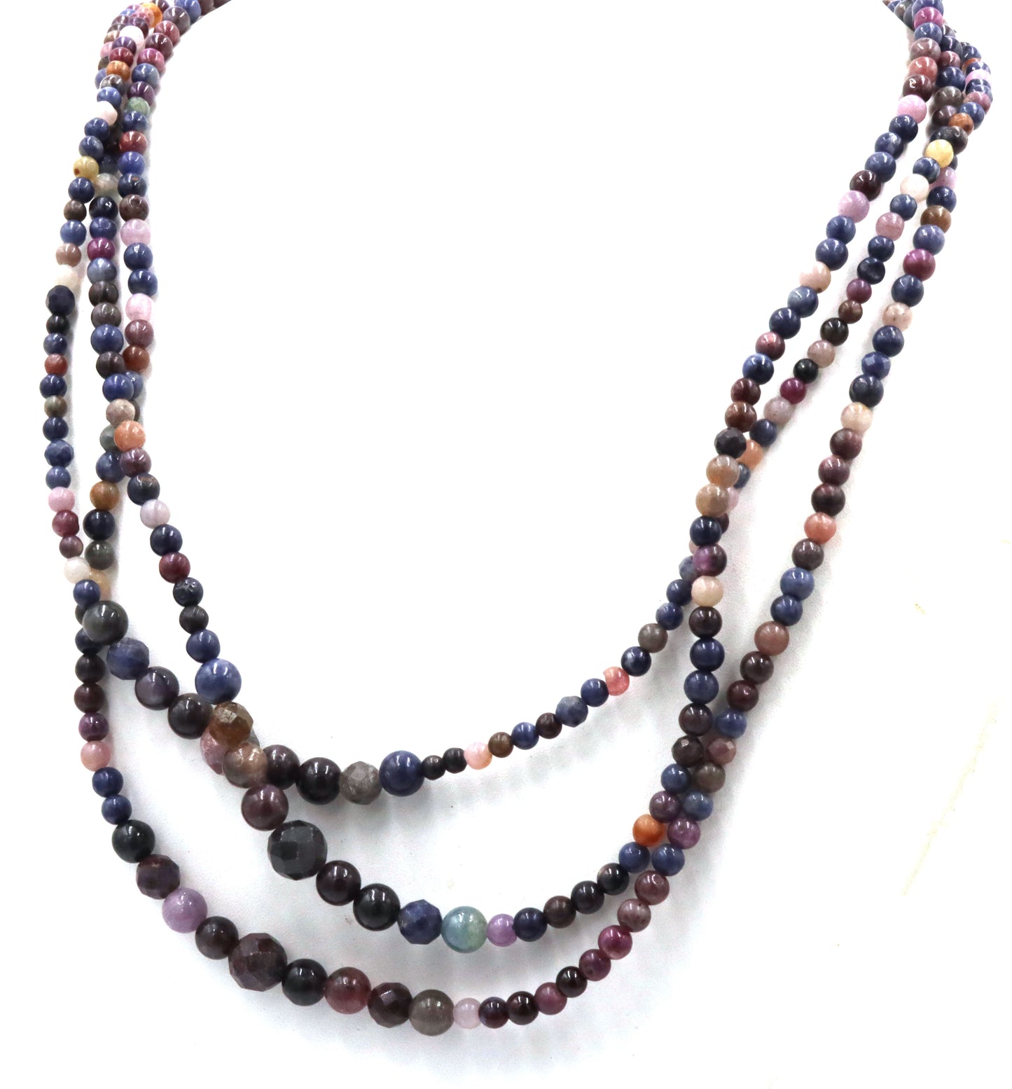 Multi color gemstone 3 strand necklace
