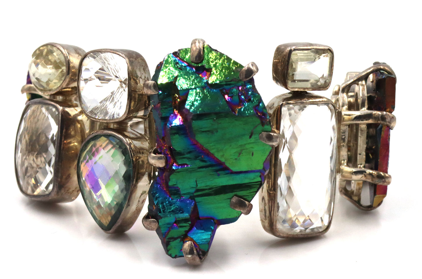 Vintage 925 sterling silver multi color crystal bracelet