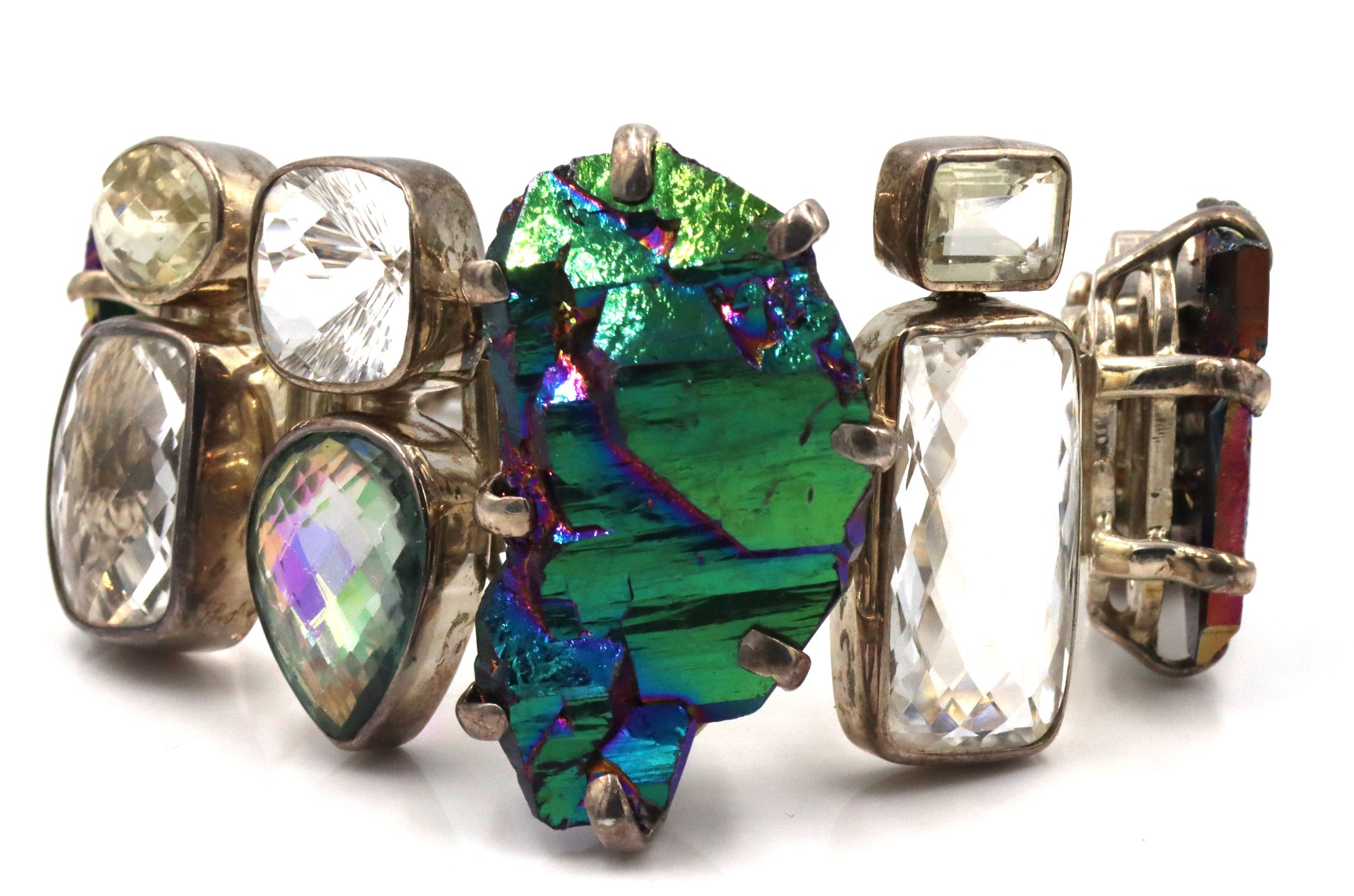 Vintage 925 sterling silver multi color crystal bracelet
