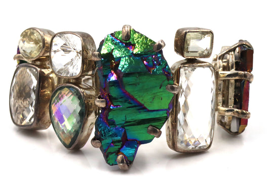 Vintage 925 sterling silver multi color crystal bracelet