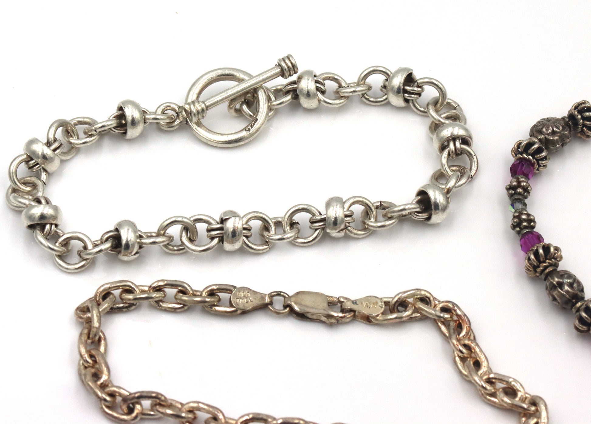 Group lot of 5 vintage 925 sterling silver bracelets