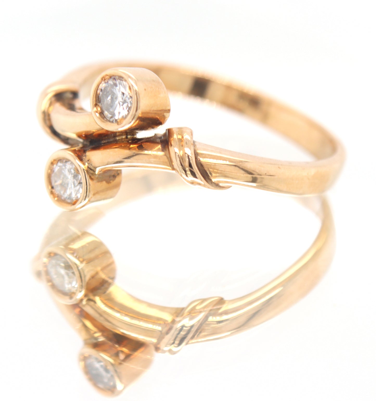 14kt Yellow gold diamond bypass ring