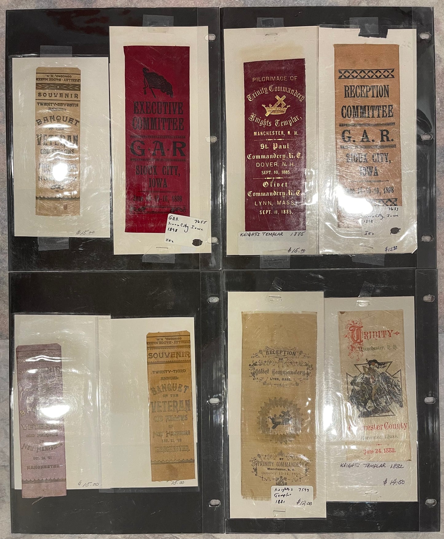 Antique Fraternal & Veteran Event Ribbons Collection (1880s–1890s)