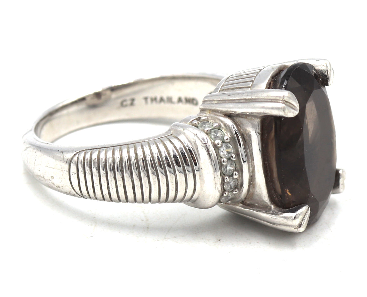 Judith Ripka smokey quartz ring