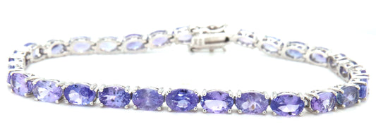 925 sterling silver oval cut tanzanite tennis bracelet