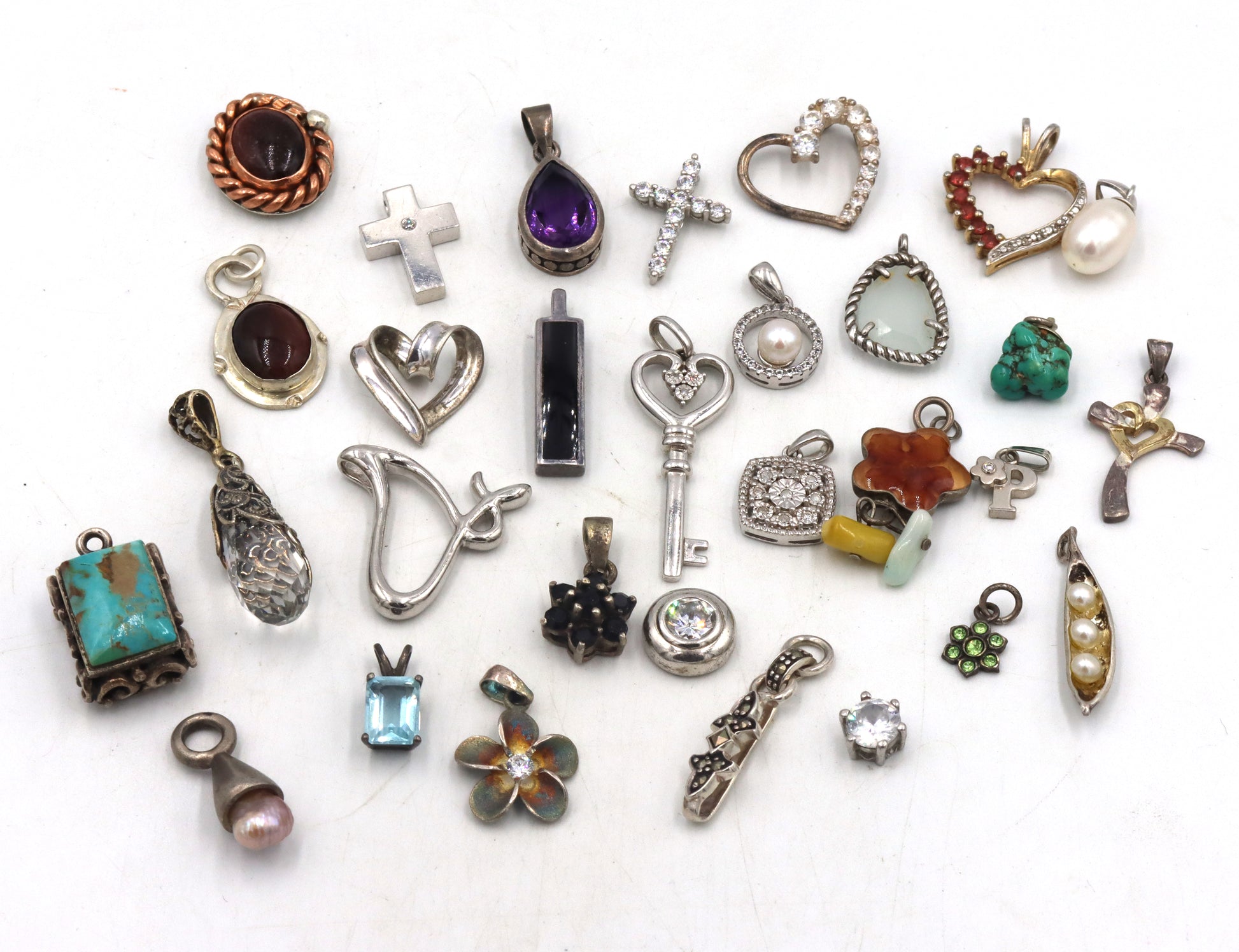 Group lot of vintage 925 sterling silver pendants