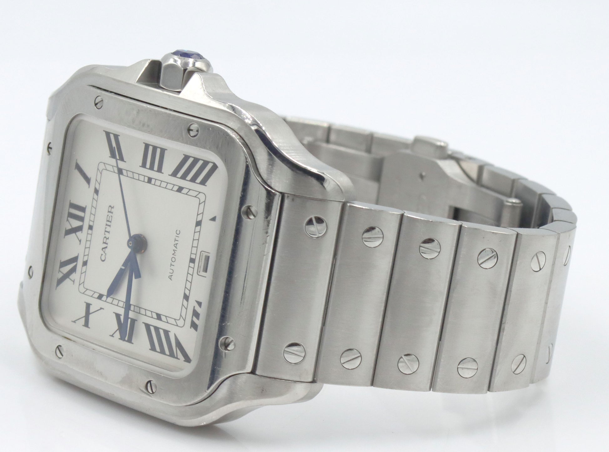 Cartier Santos date stainless steel watch