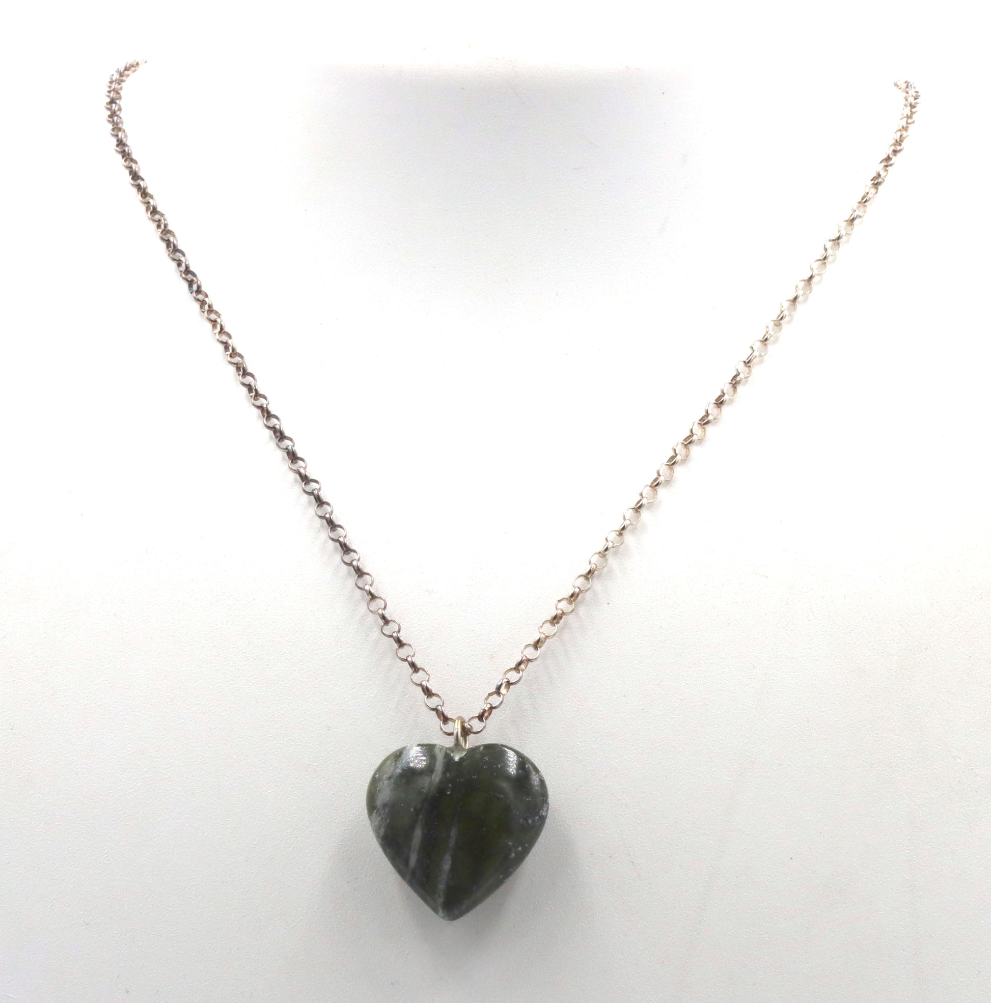 925 Sterling silver heart shaped gemstone pendant on chain