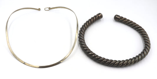 Lot of 2 Vintage 925 sterling silver cuff necklaces