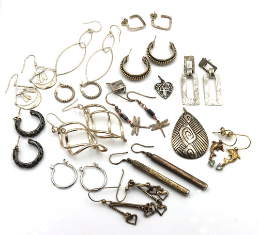 Group lot of Vintage 925 sterling silver earrings