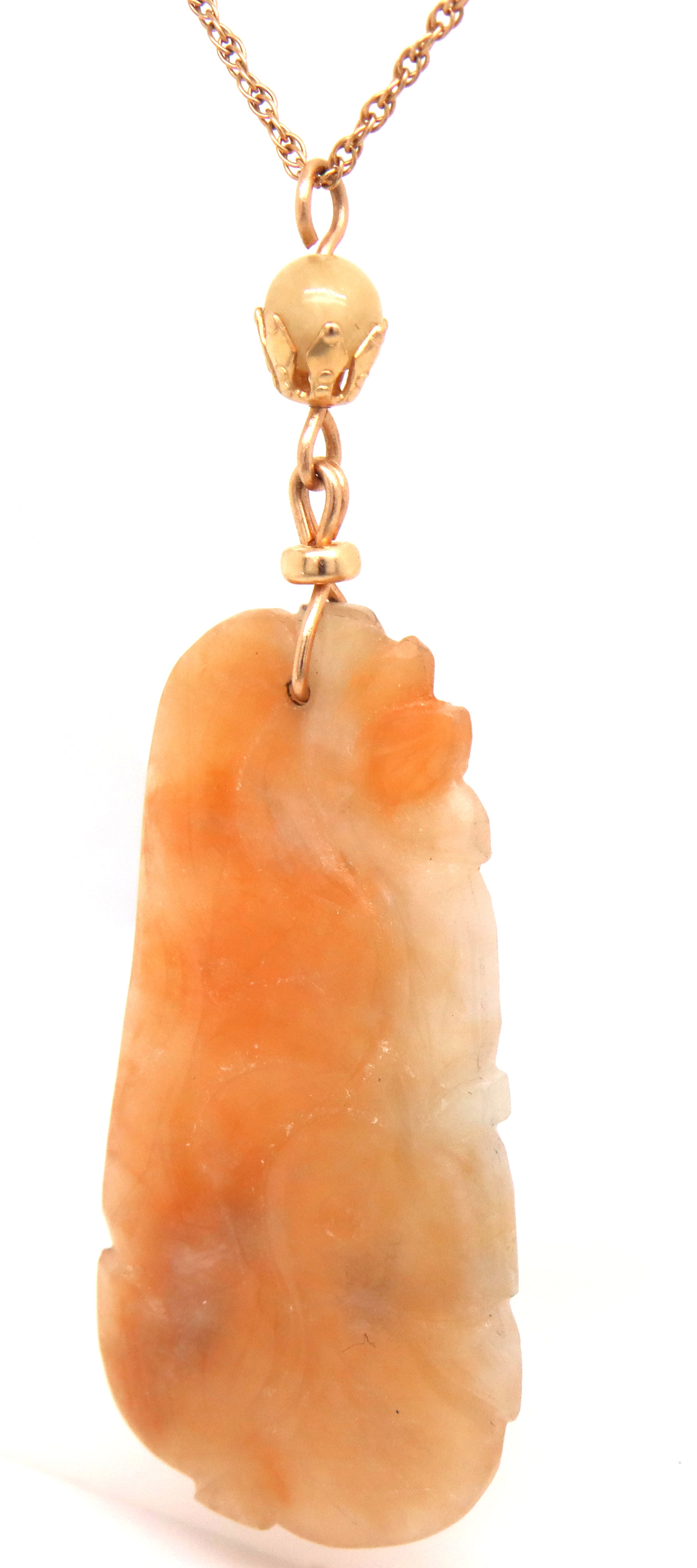 14kt Yellow gold Jade pendant on chain